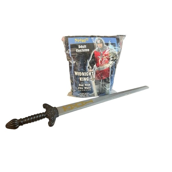 SPIRIT HALLOWEEN Midnight king ADULT SIZE COSTUME ONE SIZE: 42-46 With Sword - Picture 1 of 4